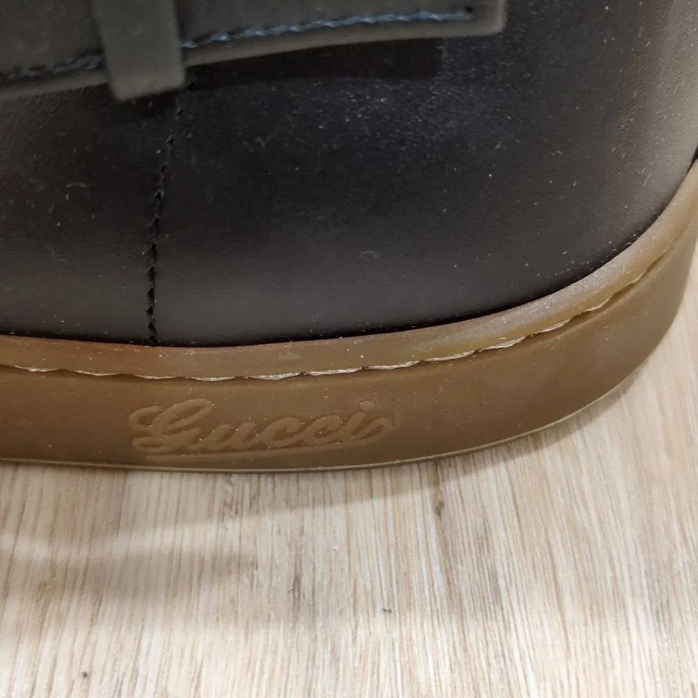 Gucci Black Leather Horsebit Accent High Top Sneakers NWOB - Picture 6 of 9